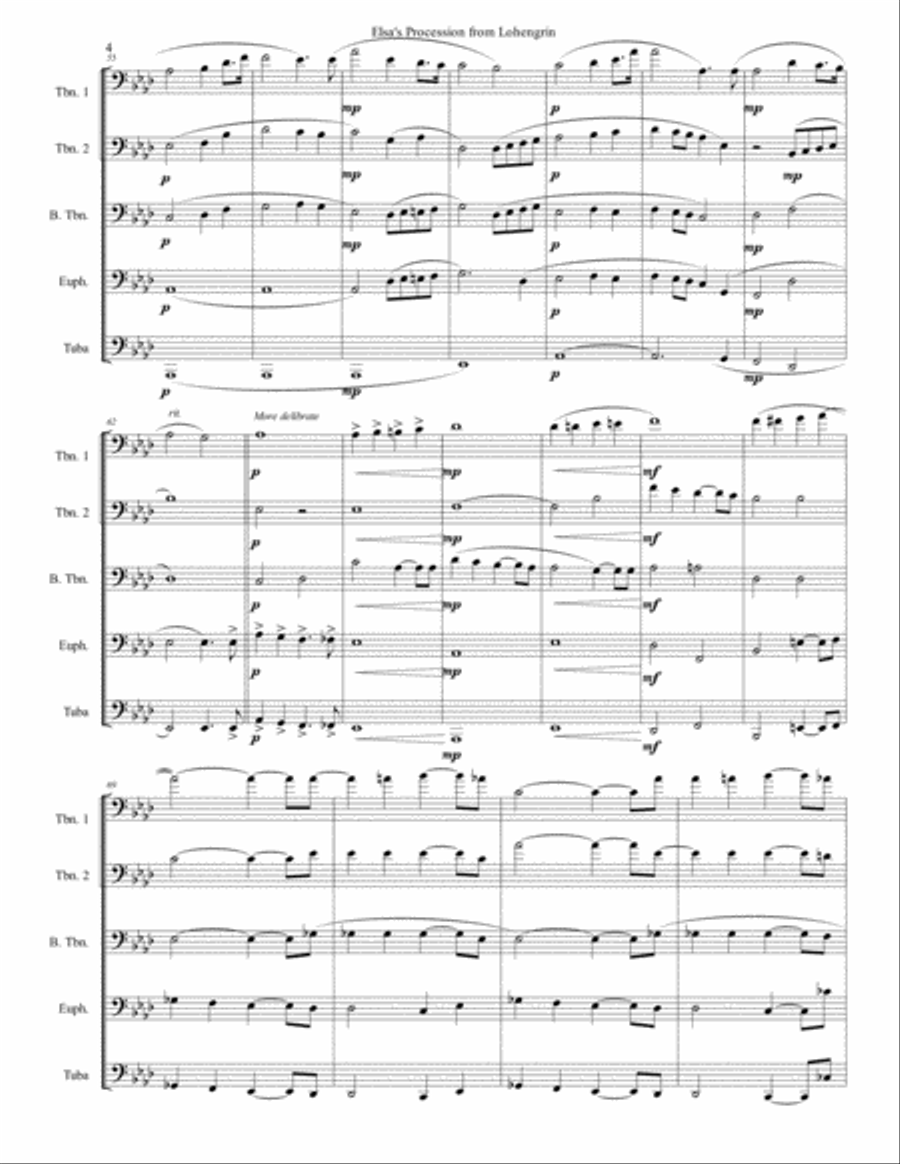 Elsa's Procession from Lohengrin- Low Brass Choir Brass Ensemble scores gallery preview page 5
