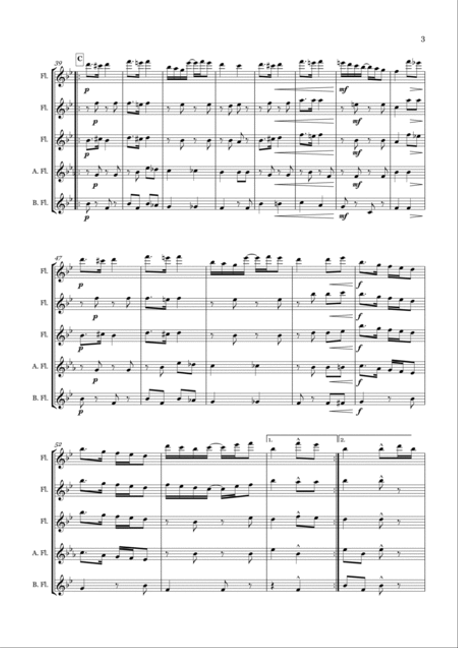 The Sycamore Rag for Flute Choir or Quintet Flute Choir scores gallery preview page 3