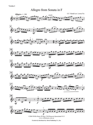Book cover for Allegro from Sonata in F: 1st Violin