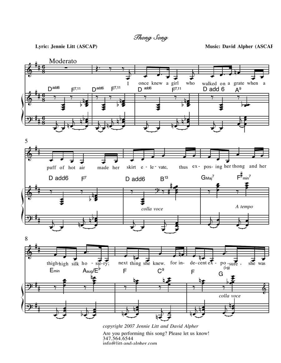 Thong Song Piano, Vocal scores gallery preview page 1