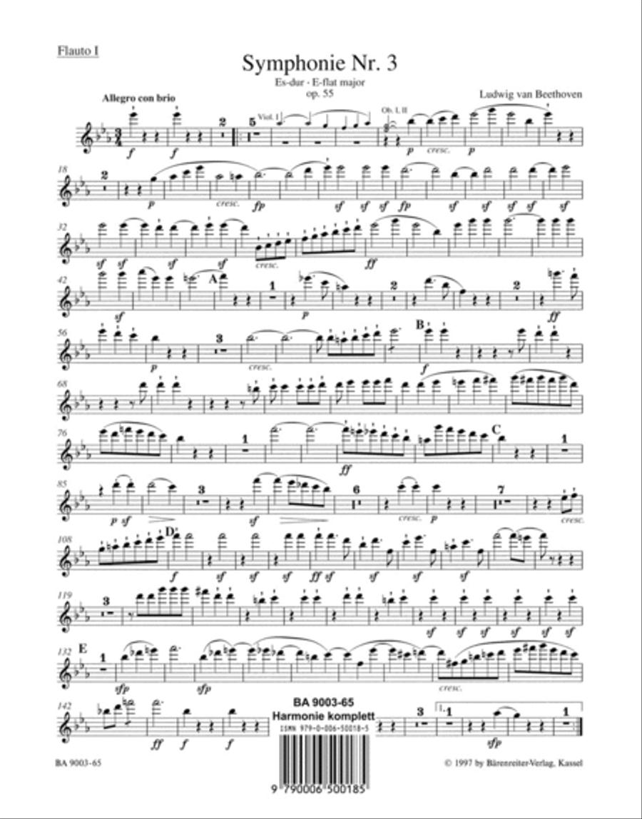 Symphony, No. 3 E flat major, Op. 55 'Eroica' Bassoon scores gallery preview page 1