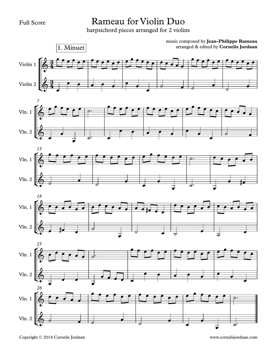 Rameau for Violin Duo Rameau for Violin Duo String Duet scores gallery preview page 1