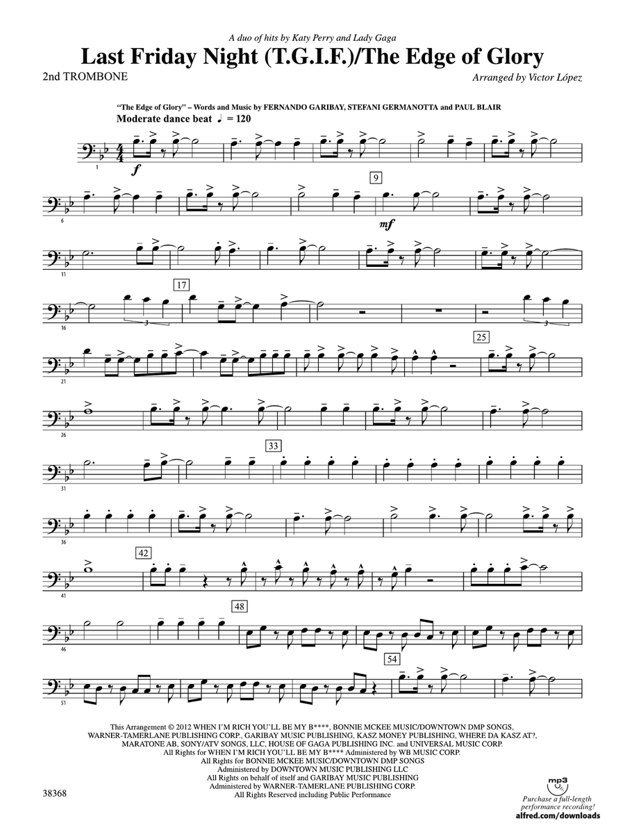 Last Friday Night (T.G.I.F) / The Edge of Glory: 2nd Trombone