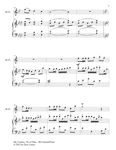 MY COUNTRY, ‘TIS OF THEE (Duet – Bb Clarinet and Piano/Score and Parts) image number null