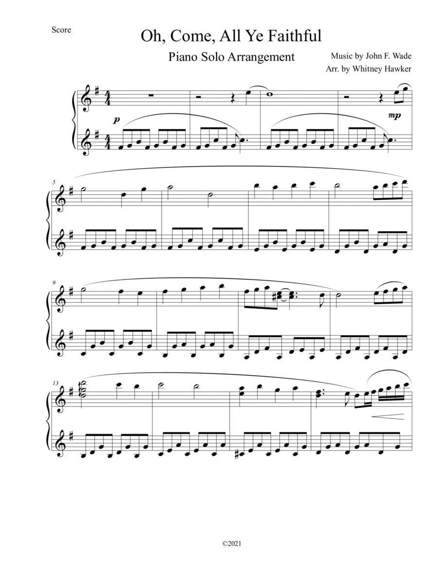 Book cover for Oh Come All Ye Faithful - Piano Solo