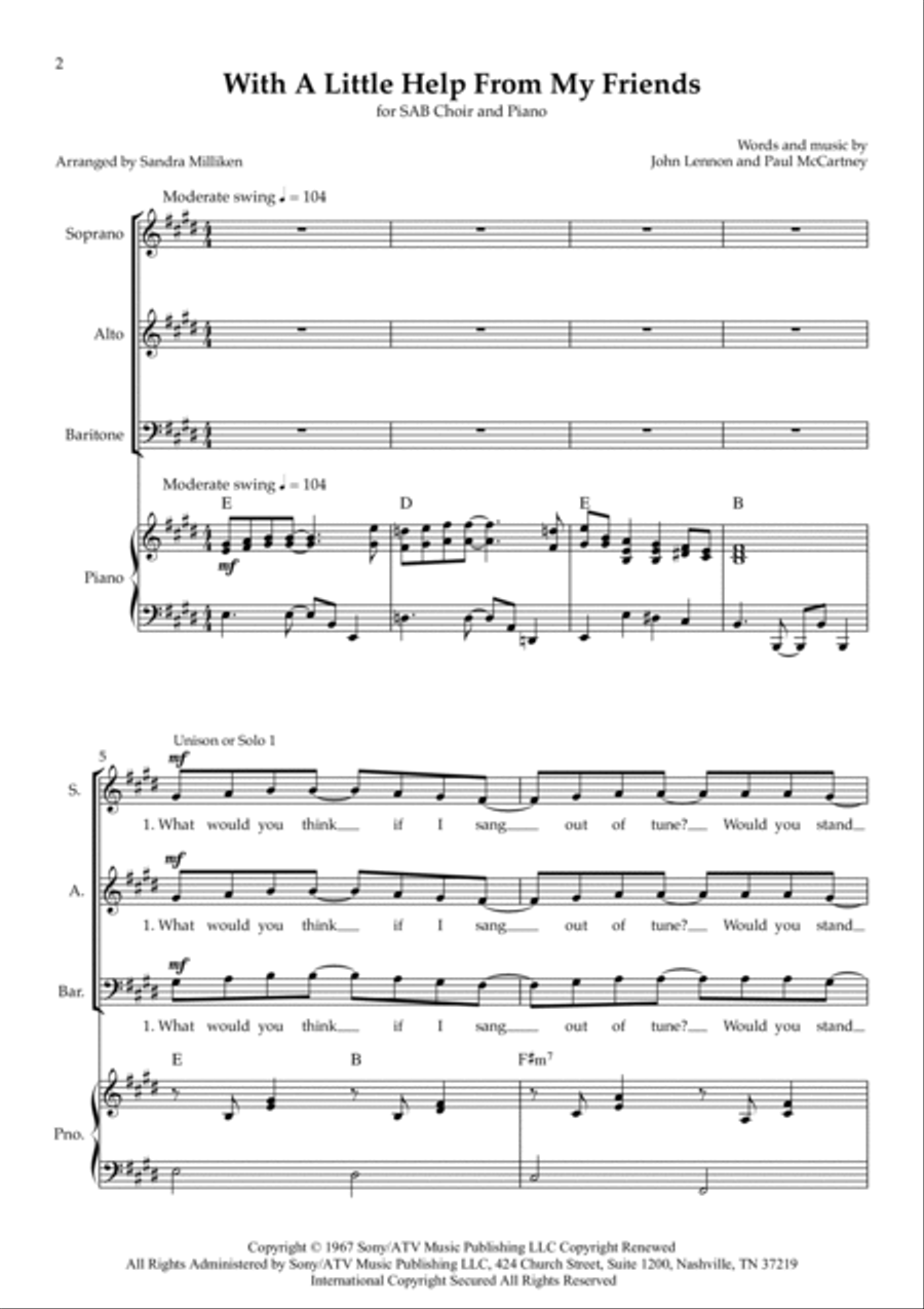 With A Little Help From My Friends 3-Part scores gallery preview page 2