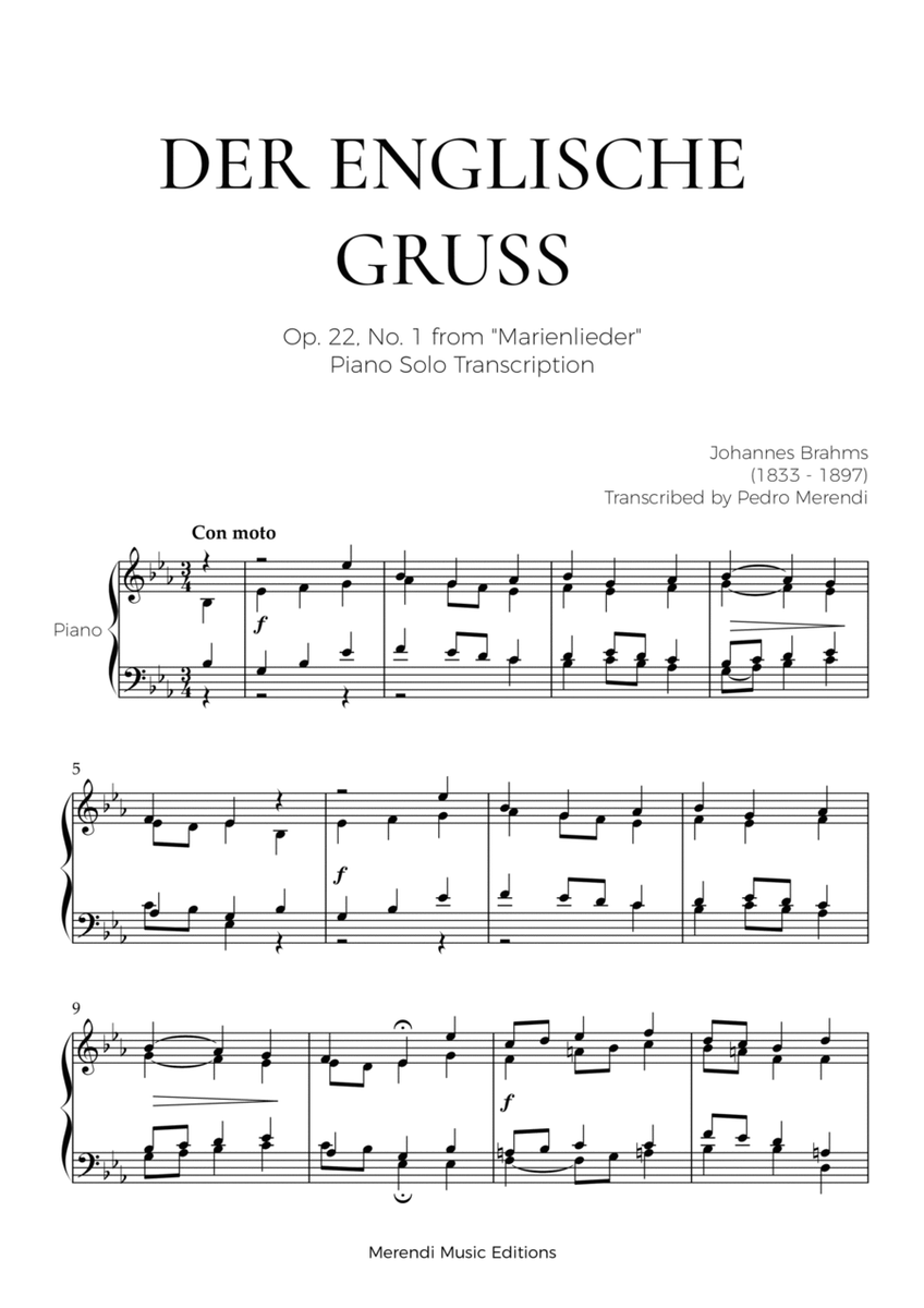 Brahms - Der Englische Gruss Op. 22 n. 1 image number null