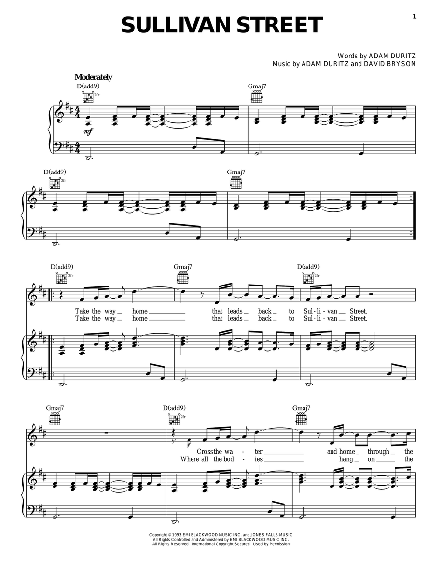 Sullivan Street Sullivan Street Piano, Vocal, Guitar scores gallery preview page 1