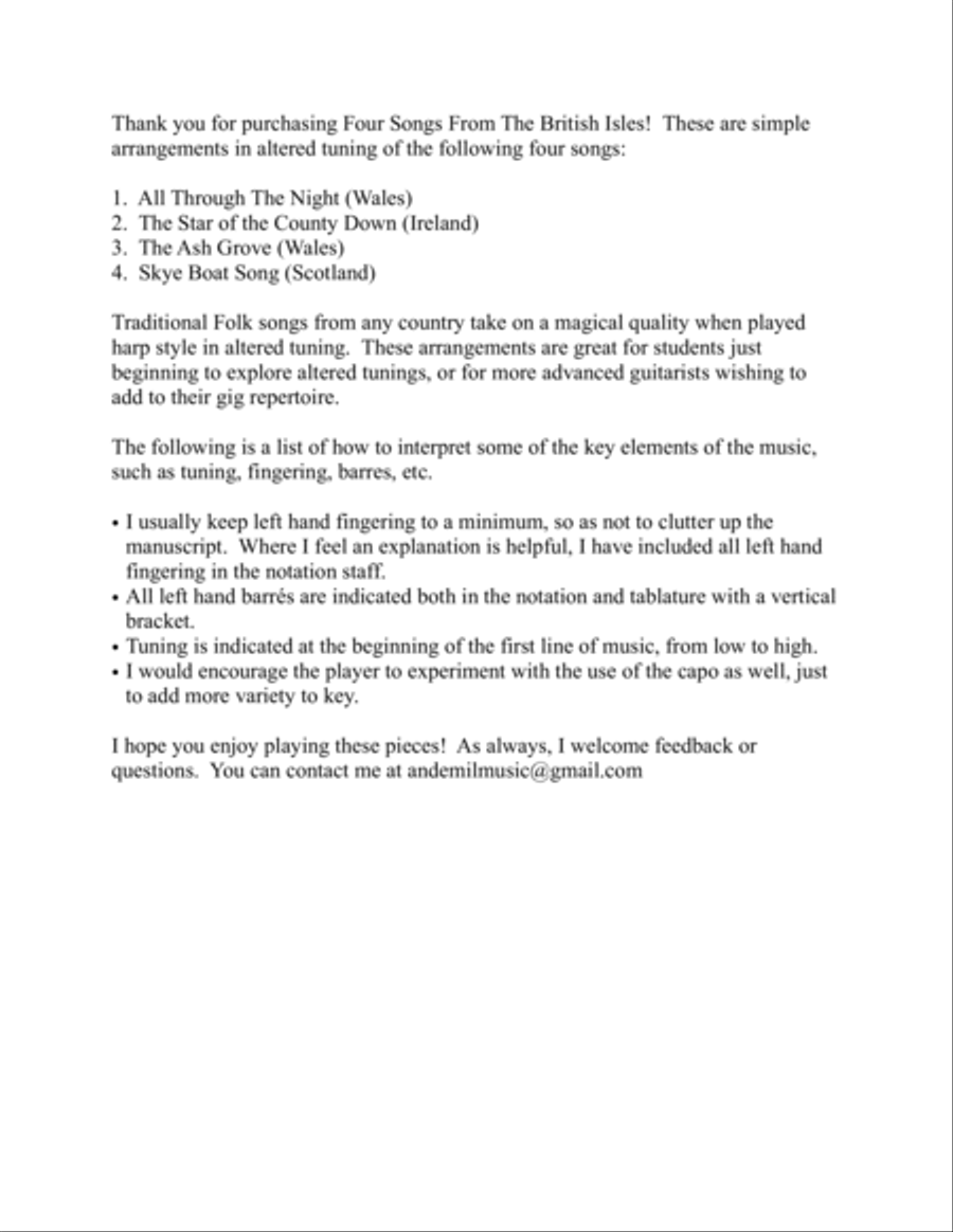 Four Songs From The British Isles for fingerstyle guitar Acoustic Guitar scores gallery preview page 2