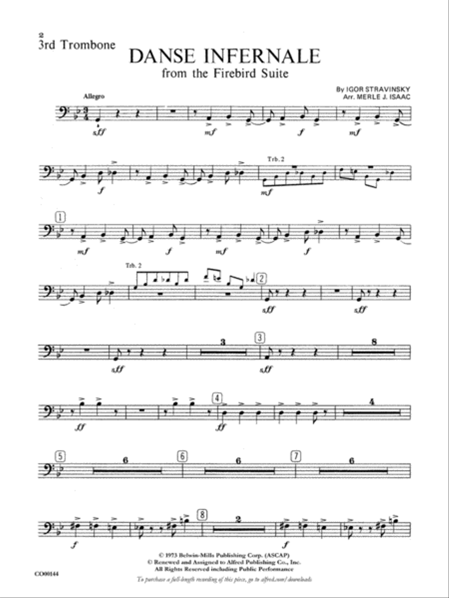 Danse Infernale: 3rd Trombone Full Orchestra scores gallery preview page 1