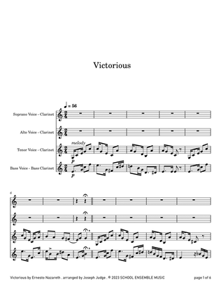 Victorious by Ernesto Nazareth for Clarinet Quartet in Schools