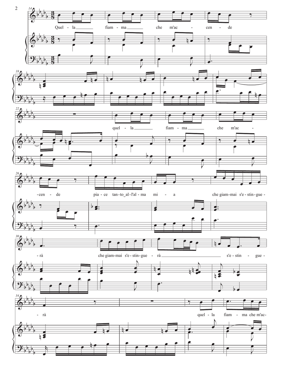 CONTI: Quella fiamma (transposed to B-flat minor) Voice scores gallery preview page 3