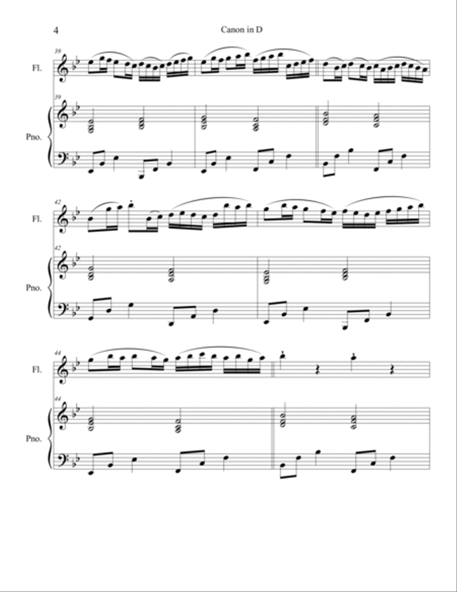 Canon in D for Flute and Piano Flute Solo scores gallery preview page 4