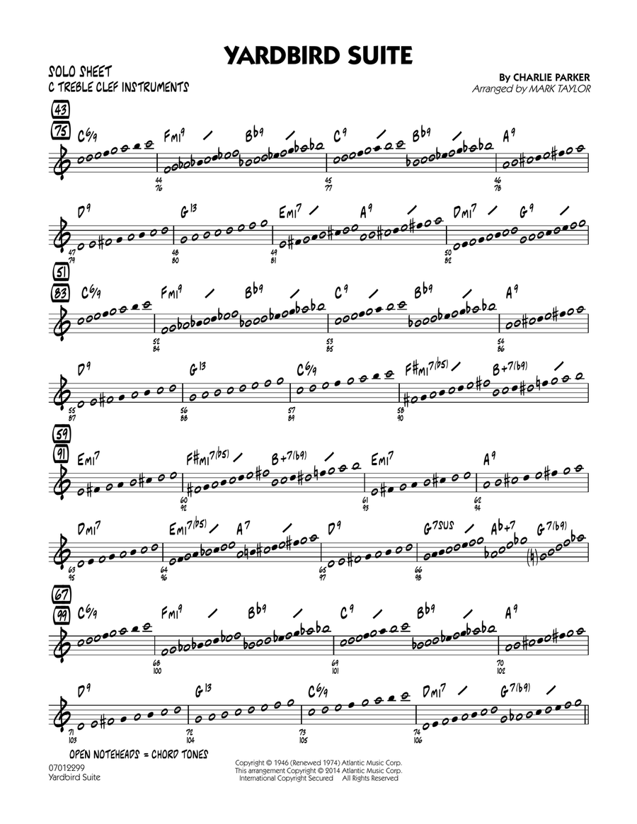 Yardbird Suite - C Solo Sheet Jazz Ensemble scores gallery preview page 1