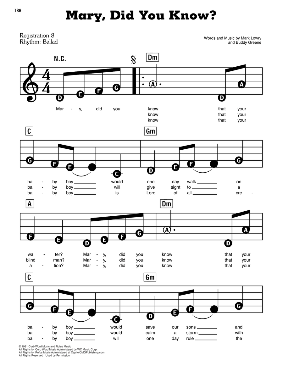 Mary, Did You Know? Electronic Keyboard scores gallery preview page 1
