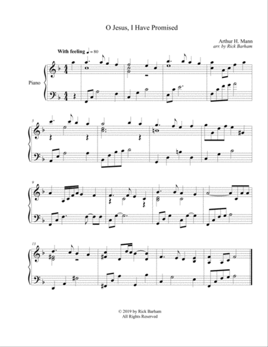 O Jesus, I Have Promised Piano Solo scores gallery preview page 1