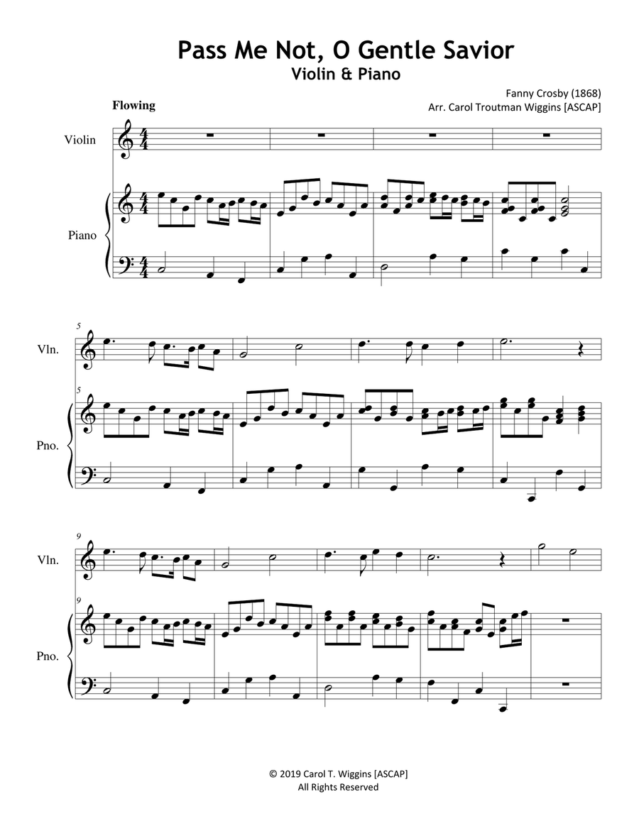 Pass Me Not, O Gentle Savior (Violin & Piano) Violin Solo scores gallery preview page 1