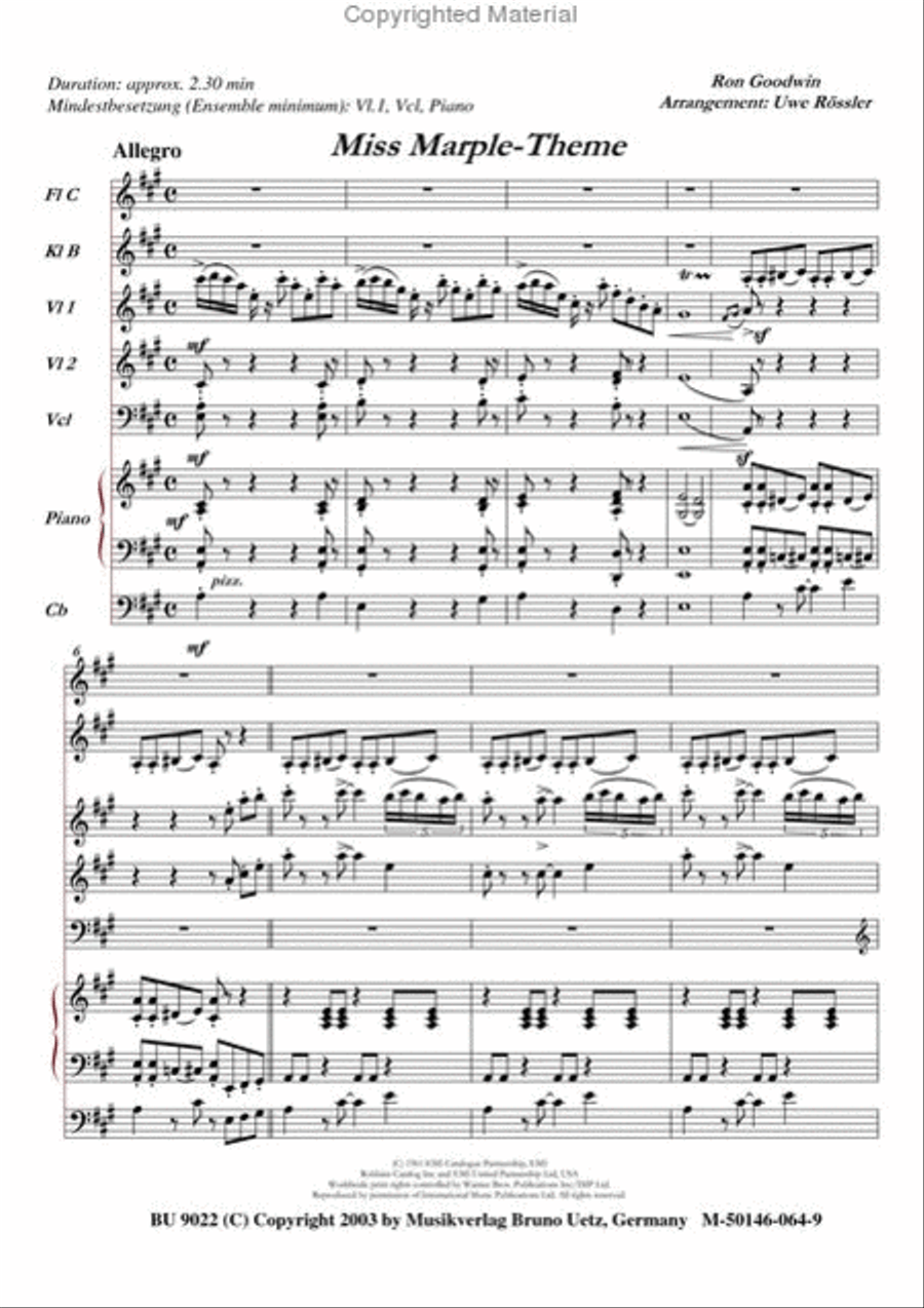 Miss Marple Theme Clarinet scores gallery preview page 2