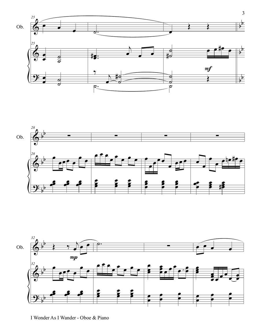 I Wonder As I Wander Piano scores gallery preview page 4