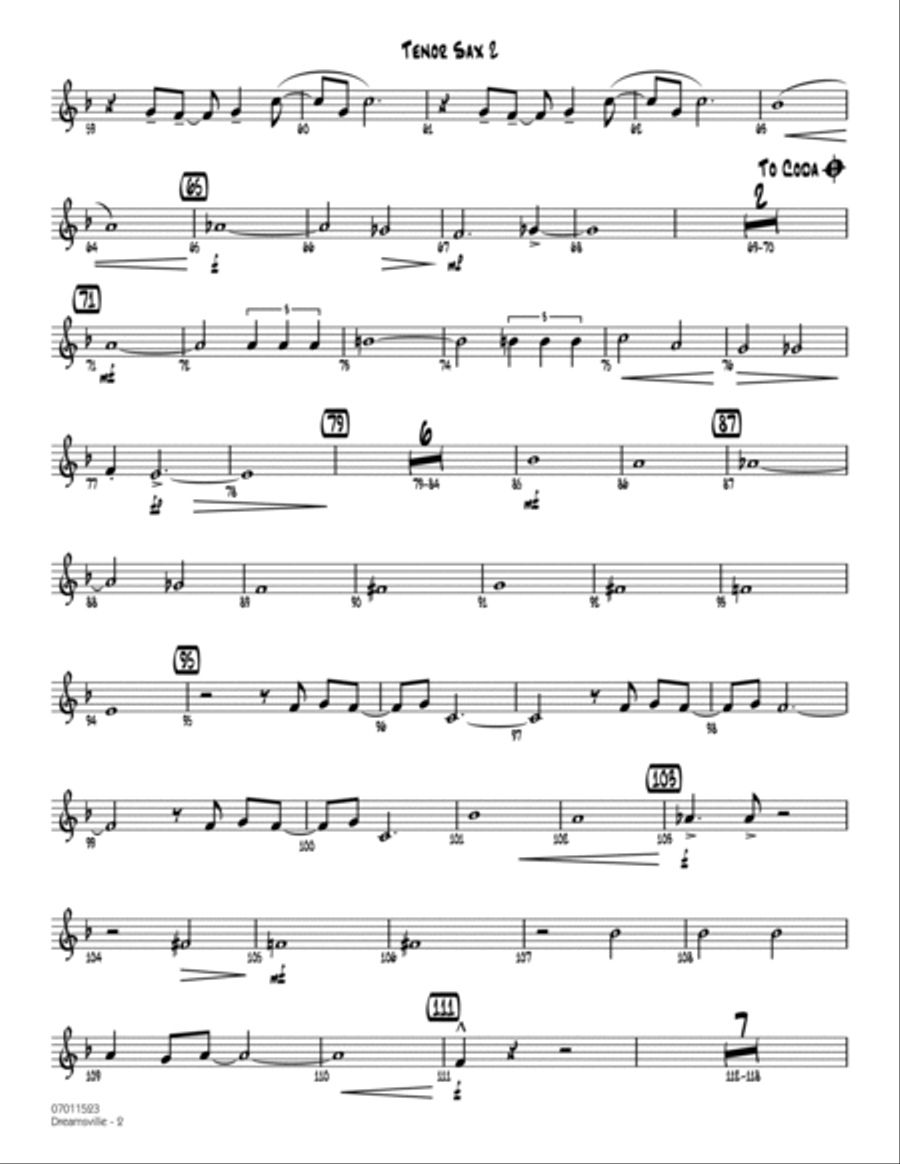 Dreamsville - Tenor Sax 2 Jazz Ensemble scores gallery preview page 2
