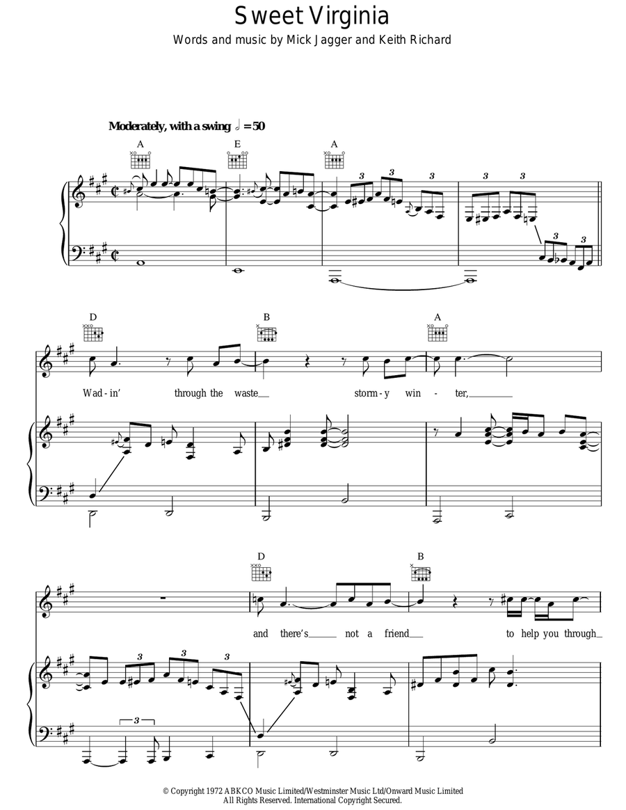 Sweet Virginia Sweet Virginia Acoustic Guitar scores gallery preview page 1