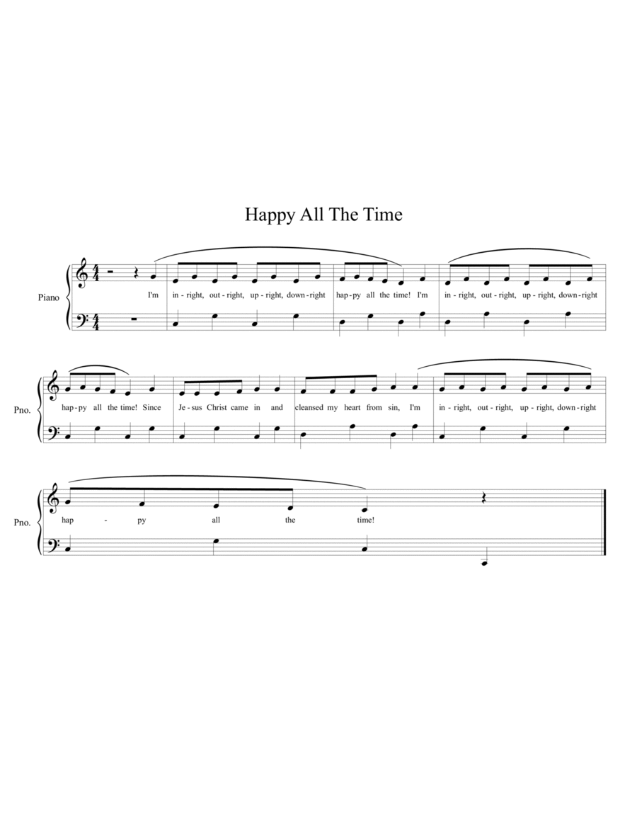 Happy All The Time Easy Piano scores gallery preview page 1