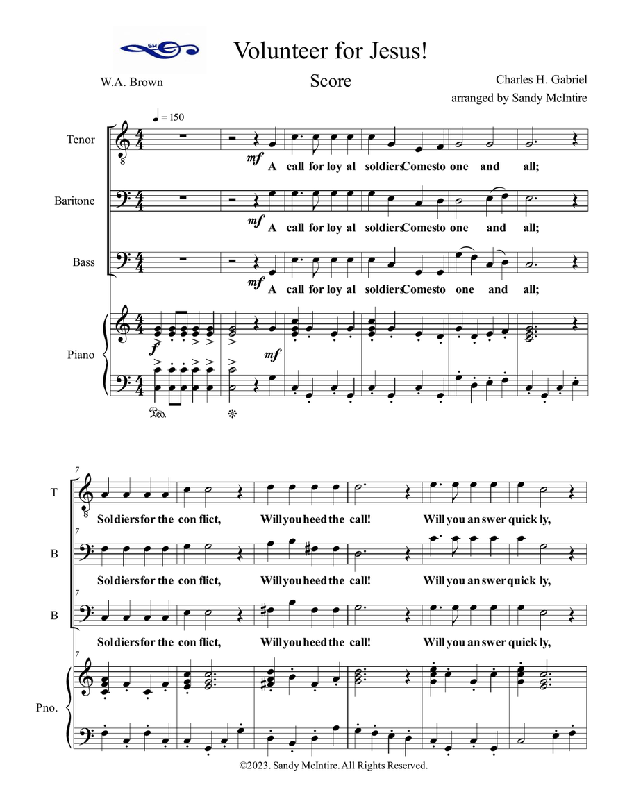 Volunteer for Jesus 3-Part scores gallery preview page 1