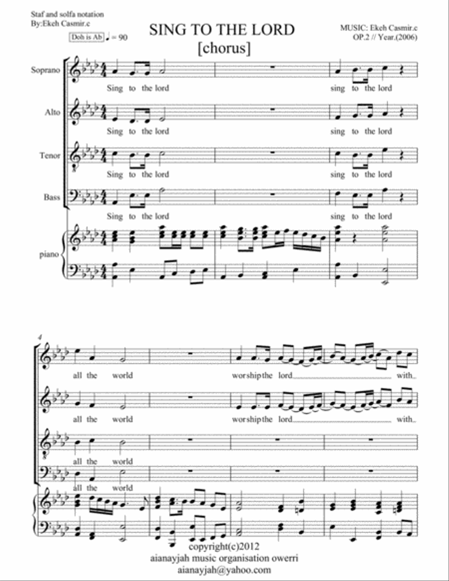 SING TO THE LORD A NEW SONG 4-Part scores gallery preview page 1