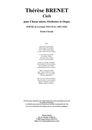 Thérèse Brenet: Ciels for SATB chorus, orchestra and organ, chorus part