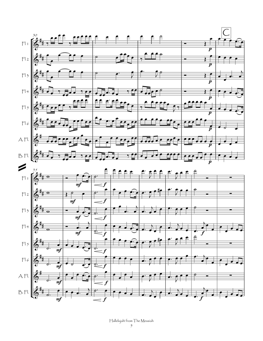 Hallelujah from The Messiah for Flute Choir Flute Choir scores gallery preview page 6
