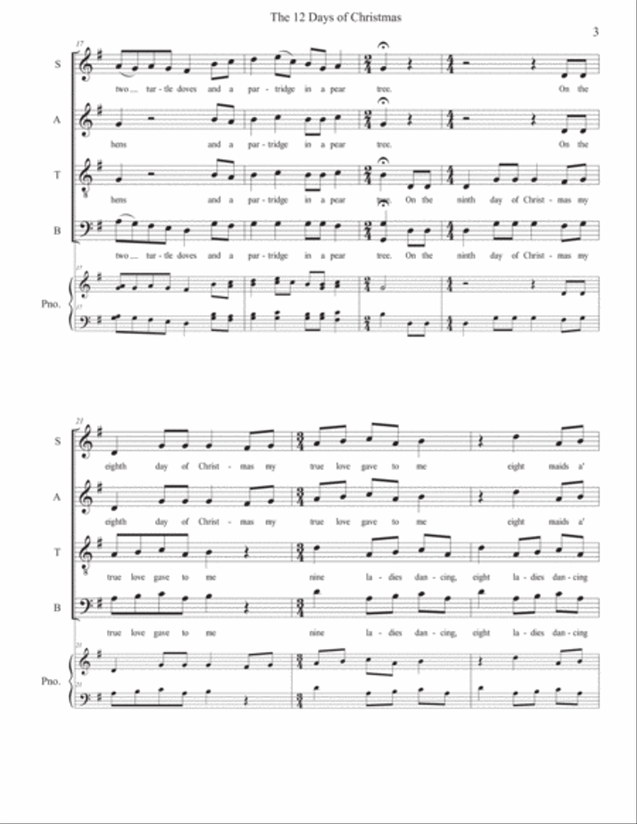 The 12 Days Of Christmas 4-Part scores gallery preview page 3