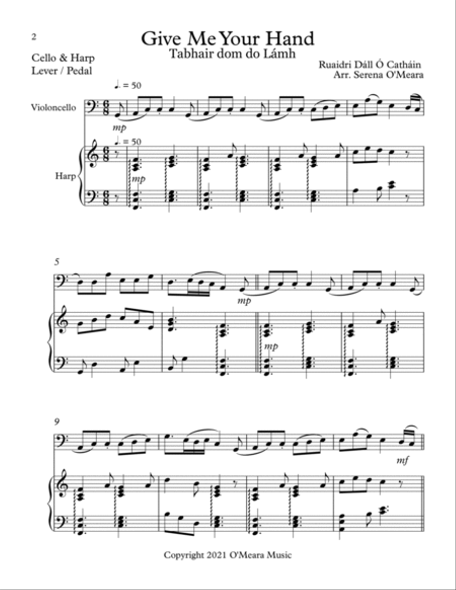 Give Me Your Hand, Duet for Cello & Harp String Duet scores gallery preview page 2