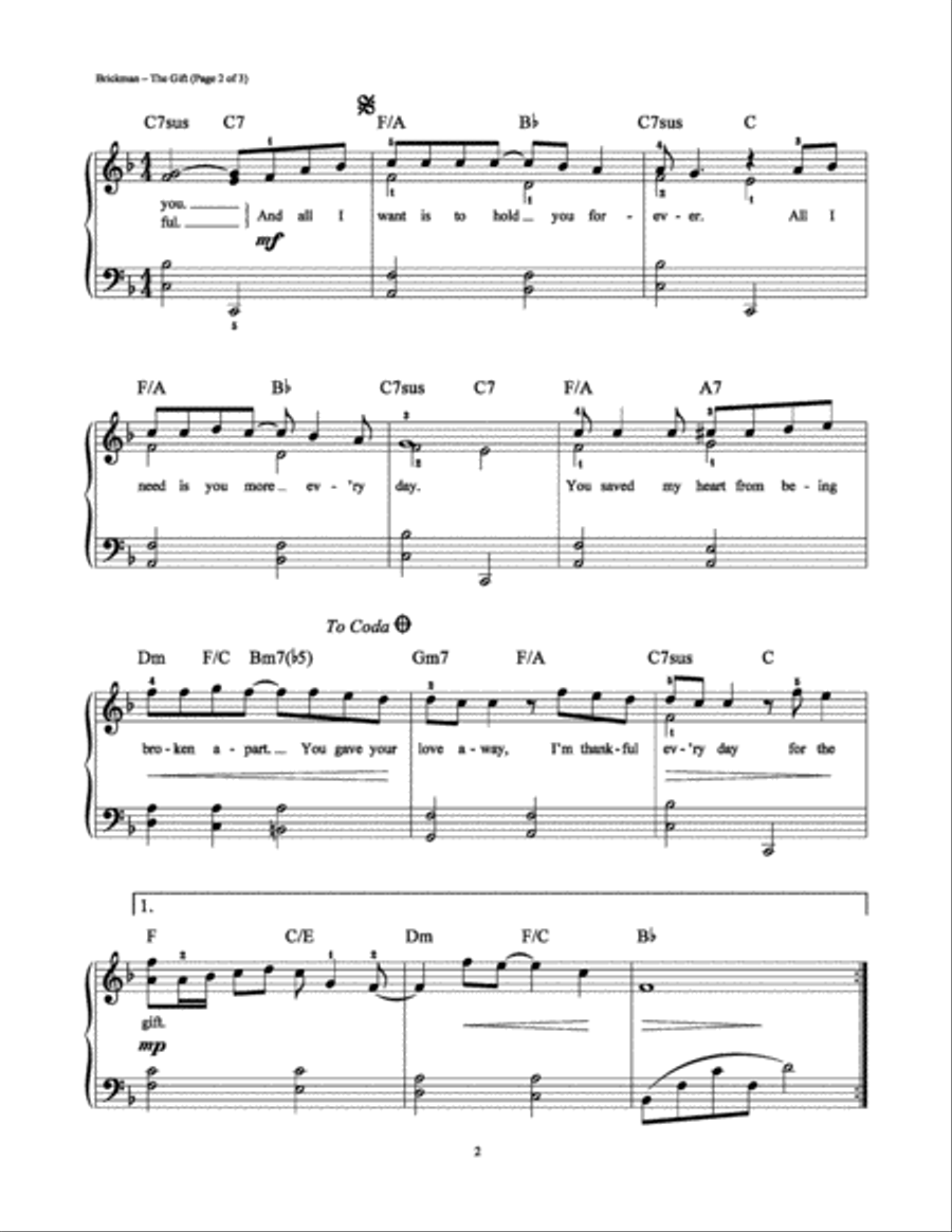 The Gift Easy Piano scores gallery preview page 2