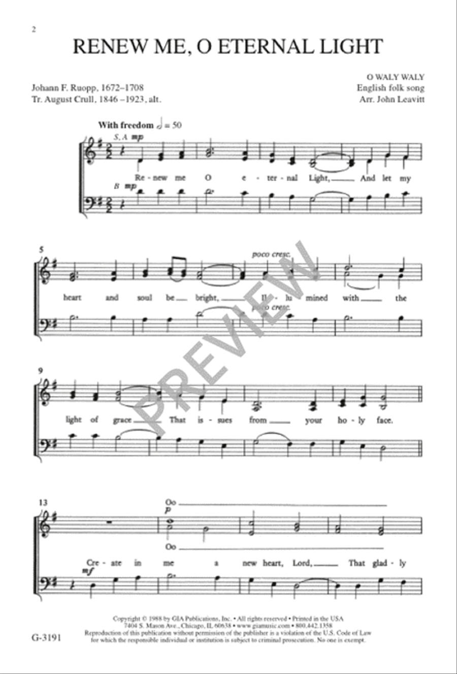 Renew Me, O Eternal Light 3-Part scores gallery preview page 2