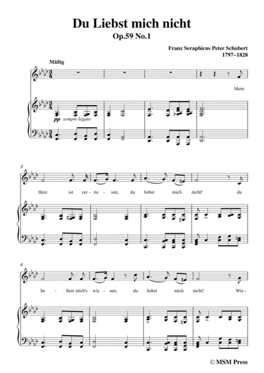 Schubert-Du Liebst mich nicht,Op.59 No.1,in f minor,for Voice&Piano image number null