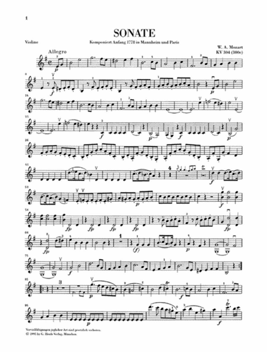Violin Sonata in E Minor K304 (300c)