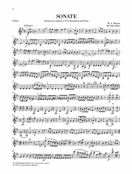 Violin Sonata in E Minor K304 (300c)