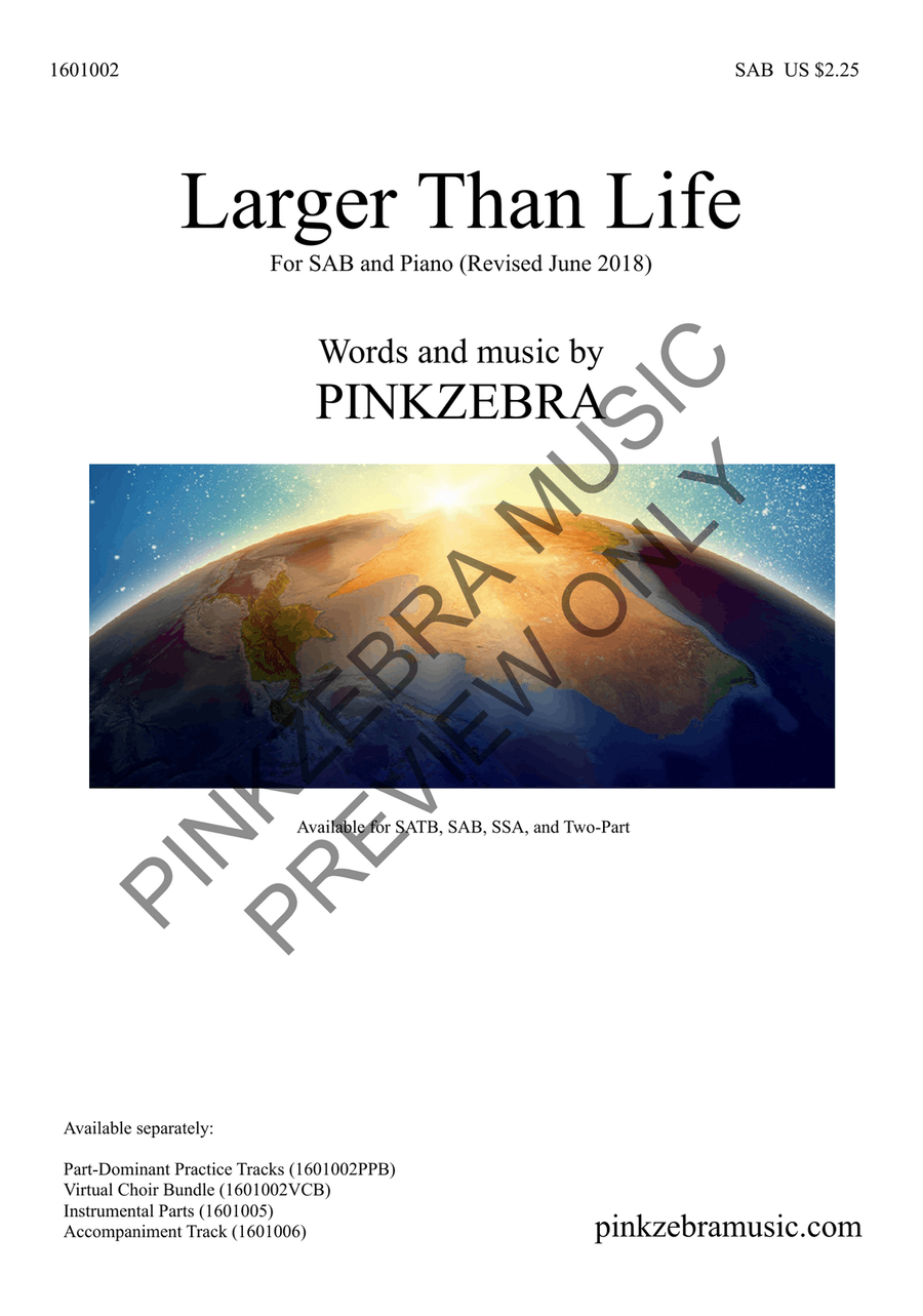 Larger Than Life (SAB) 3-Part scores gallery preview page 2