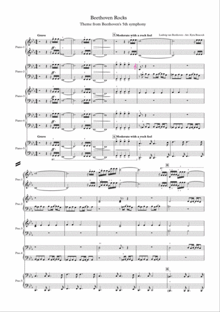 Beethoven Rocks - Theme from Beethoven's 5th Symphony Small Ensemble scores gallery preview page 2