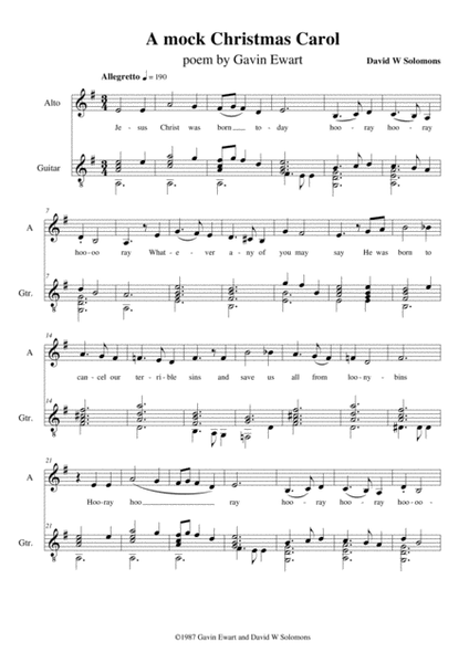 A Mock Christmas Carol for alto voice and guitar image number null