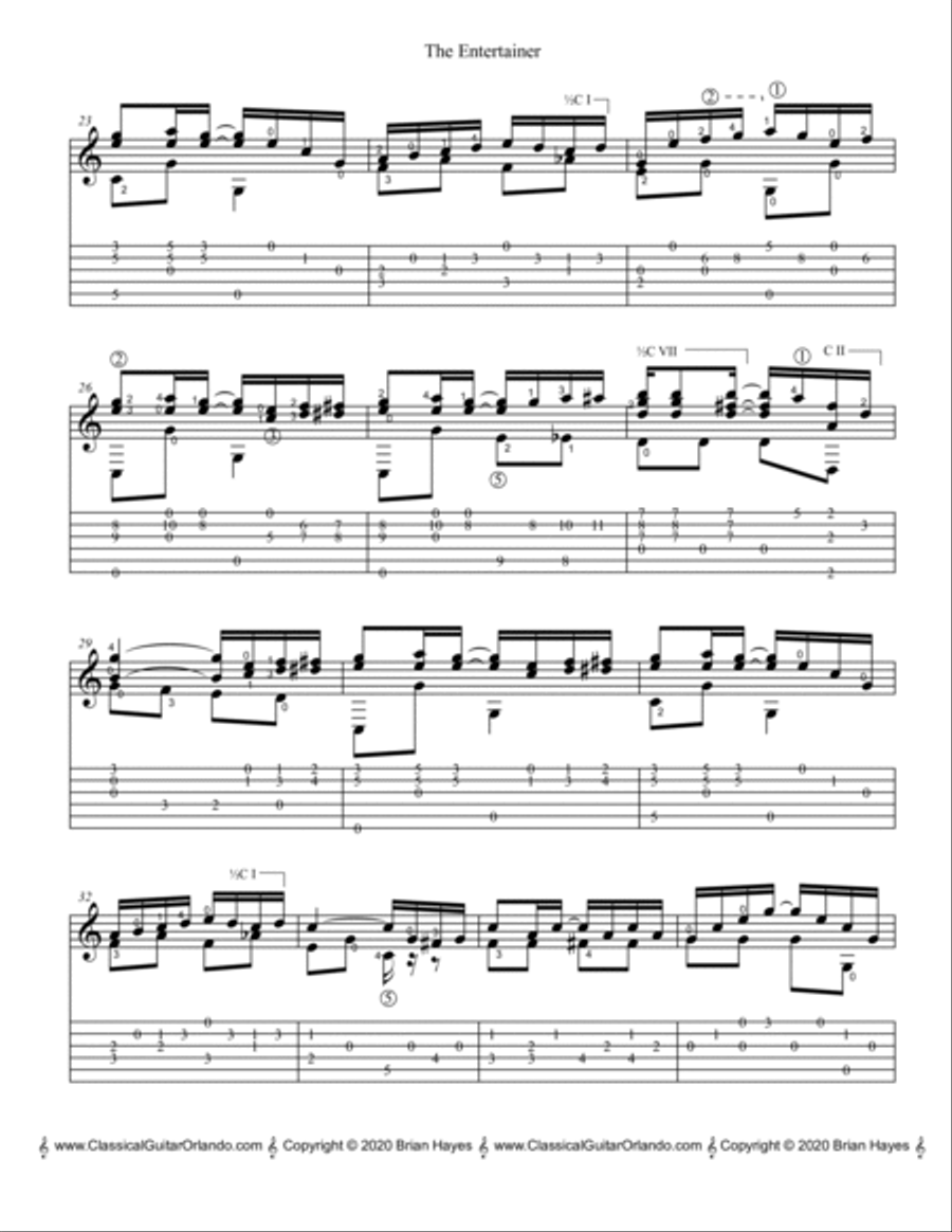 The Entertainer (Scott Joplin) (with Tablature) Classical Guitar scores gallery preview page 4