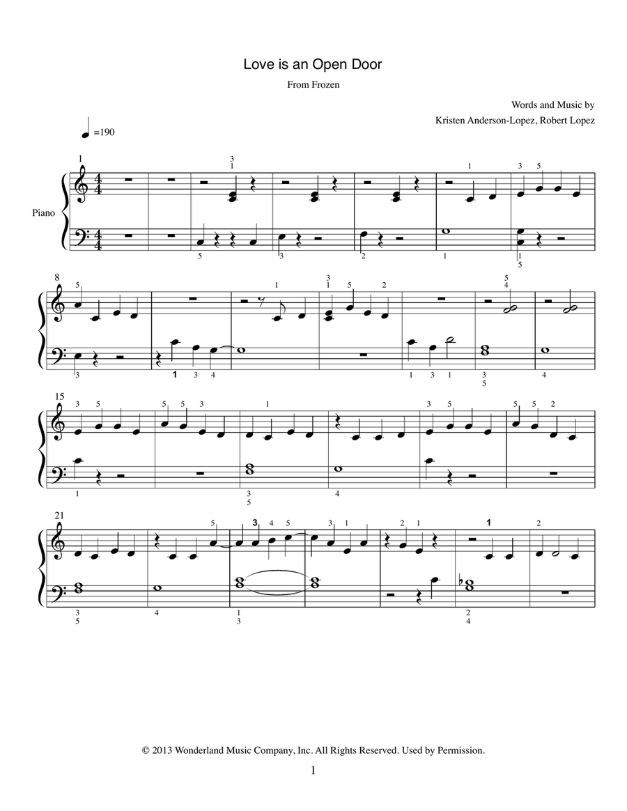 Love Is An Open Door Love Is An Open Door Piano Solo scores gallery preview page 1