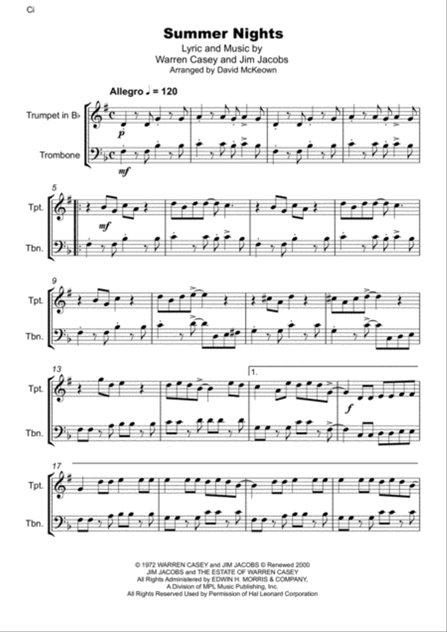 Summer Nights Brass Duet scores gallery preview page 2