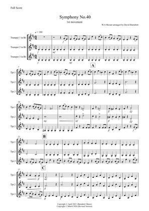 Symphony No.40 (1st movement) for Trumpet Trio