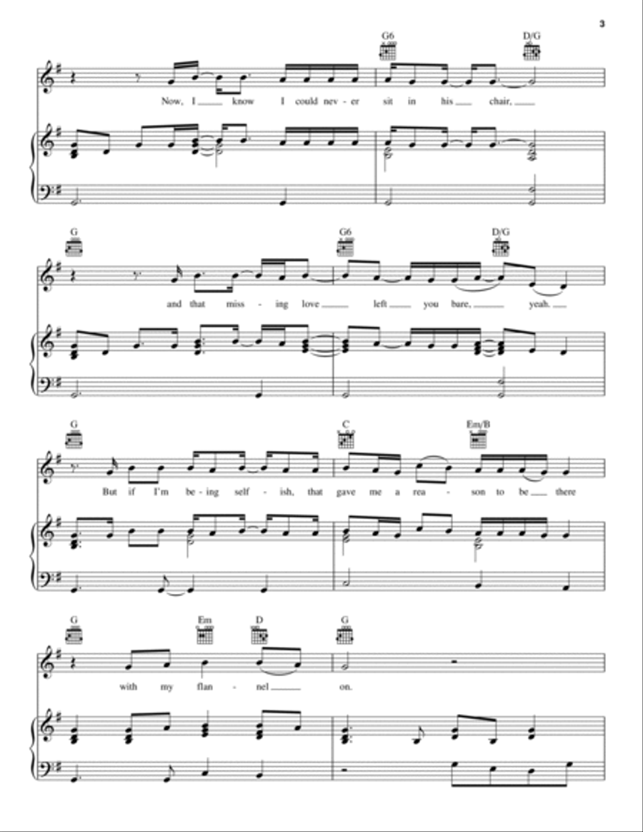 Flannel Piano, Vocal, Guitar scores gallery preview page 3