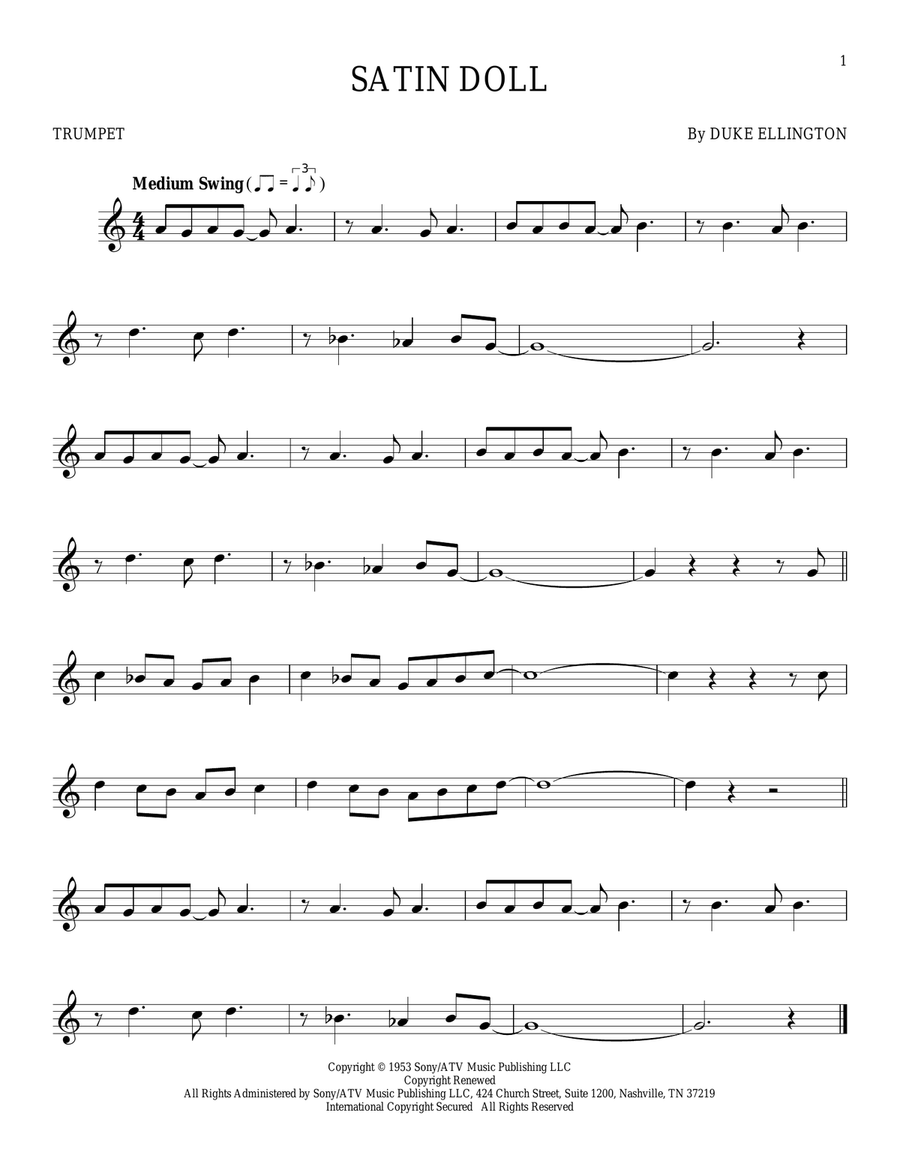 Satin Doll Trumpet Solo scores gallery preview page 1