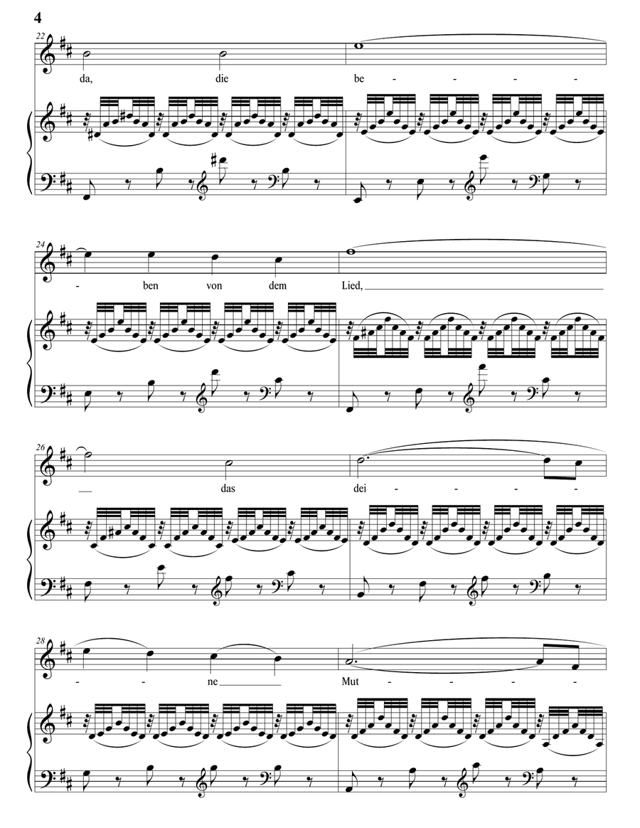 STRAUSS: Wiegenlied, Op. 41 no. 1 (transposed to D major) Piano, Vocal scores gallery preview page 5
