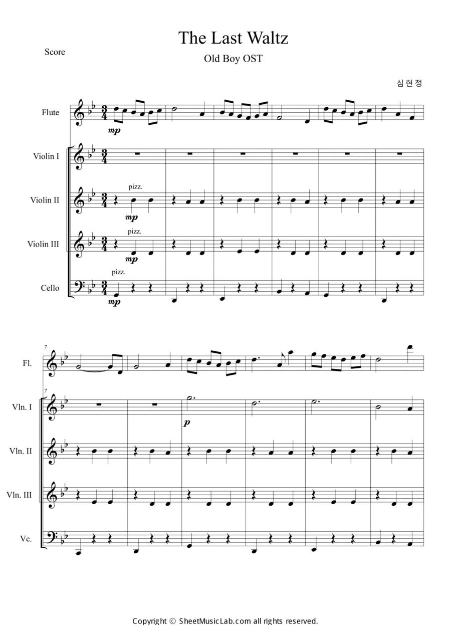 The Last Waltz (Oldboy OST) Flute scores gallery preview page 1