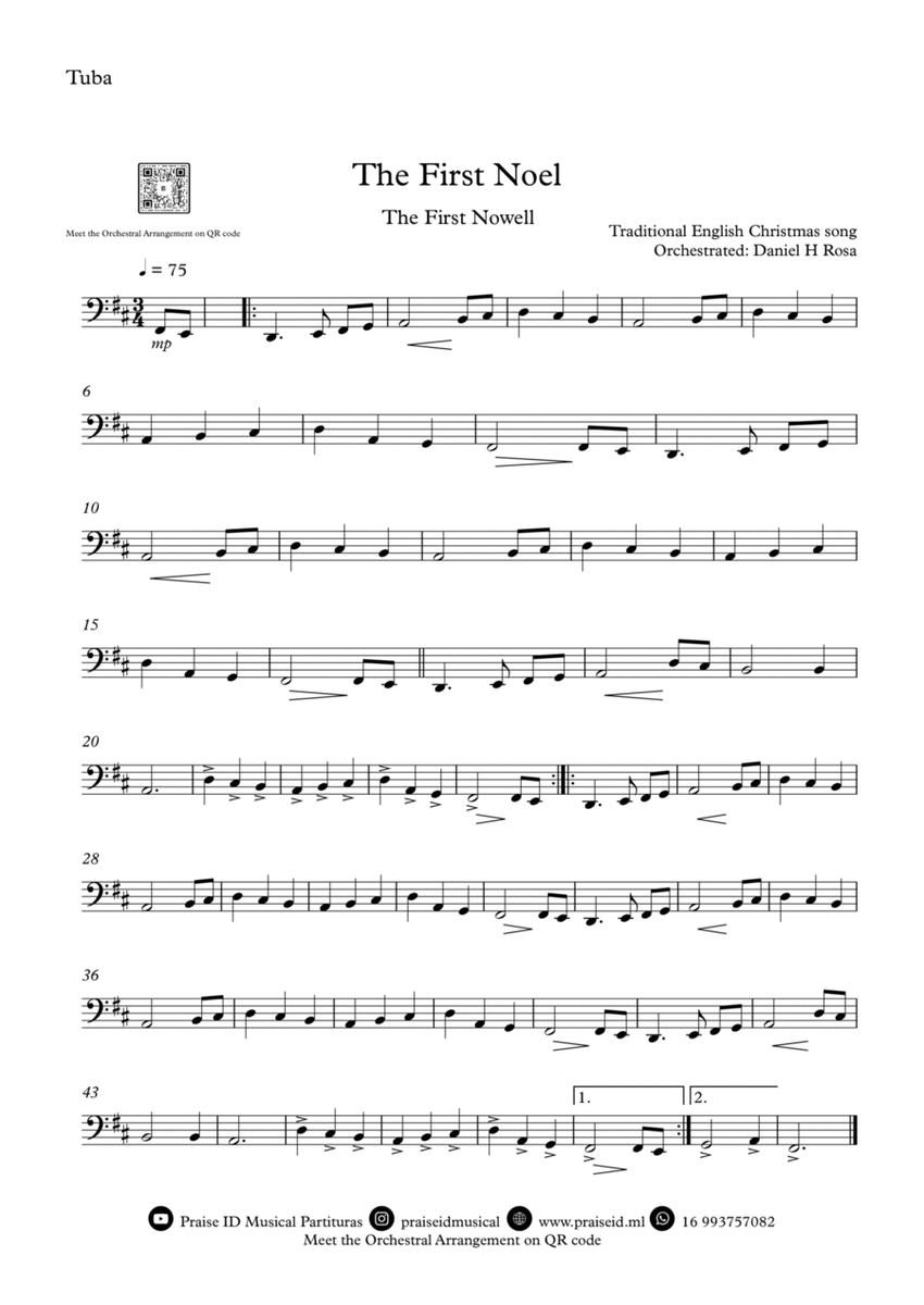 The First Noel - The First Nowell - Easy Christmas Carol - Tuba image number null
