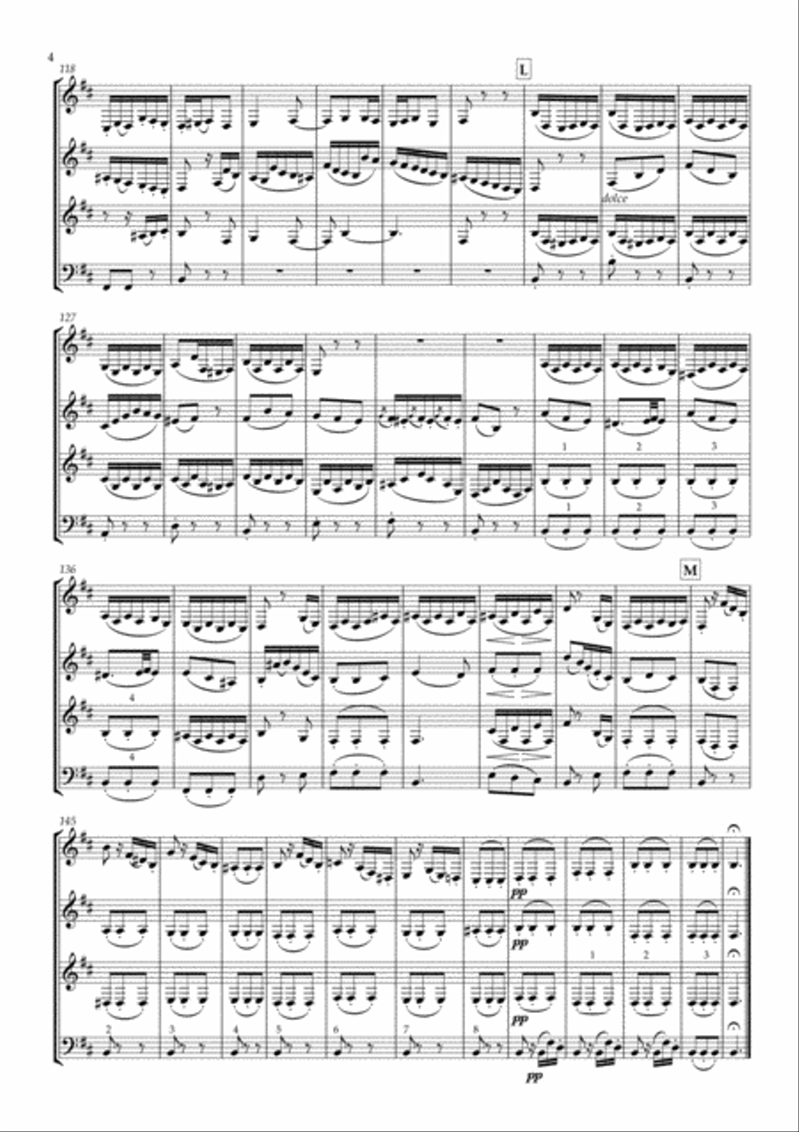 Adagio from String Symphony No.8 in D major, MWV N8 for Clarinet Quartet Clarinet Solo scores gallery preview page 4